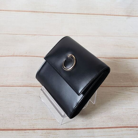 Authentic Cartier Leather Compact Unisex Wallet Black Designer Classic Piece - Picture 1 of 15